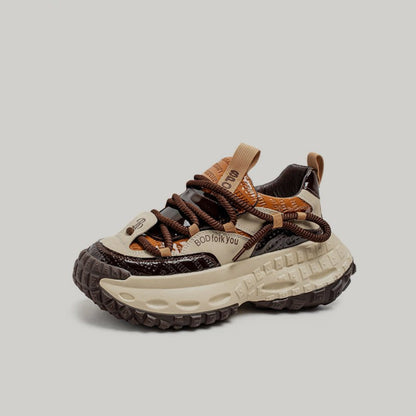 Color Block Chunky Sole Lace-Up Sneakers