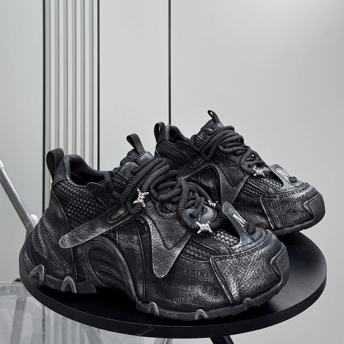 Embroidery Panel Chunky Sole Sneakers