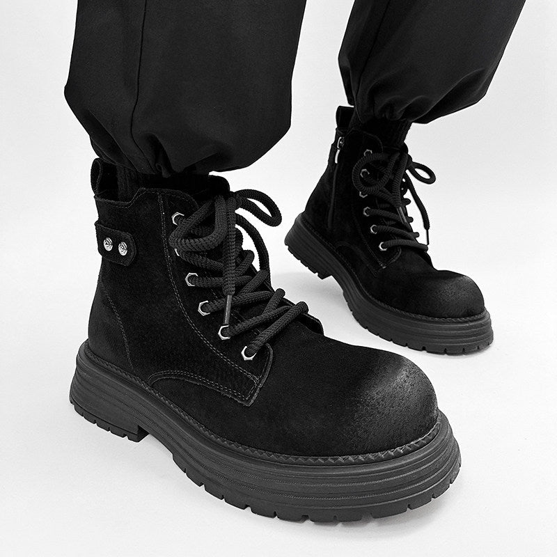 Chunky Lug Sole Platform Lace-Up Zipper Boots