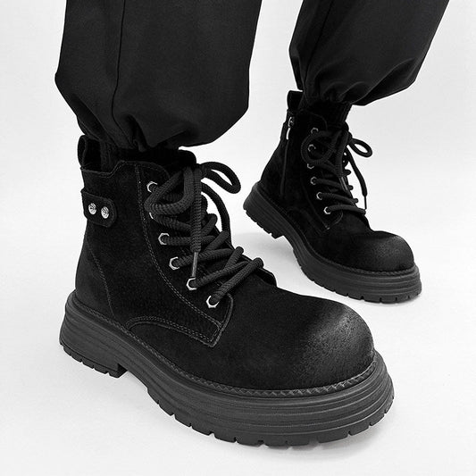 Chunky Lug Sole Platform Lace-Up Zipper Boots