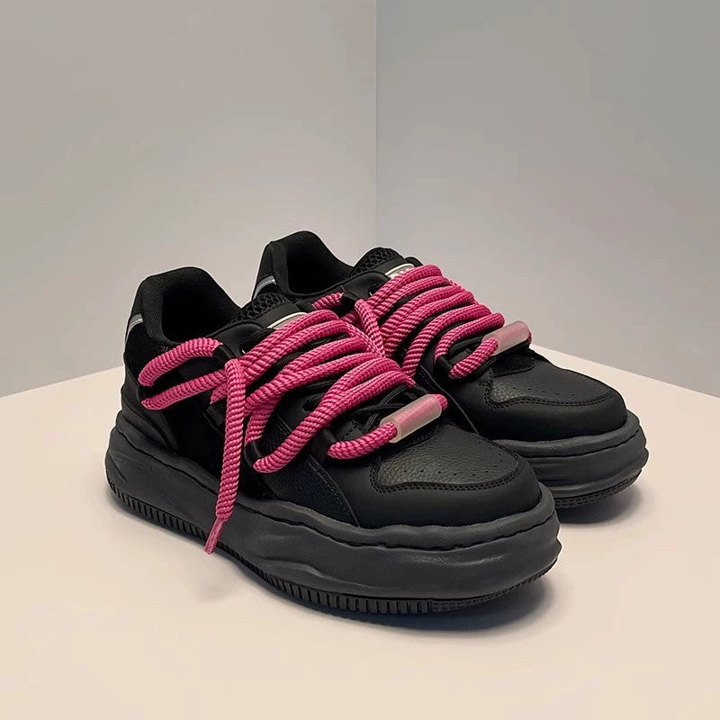 Chunky Multi-Layer Platform Lace-Up Sneakers