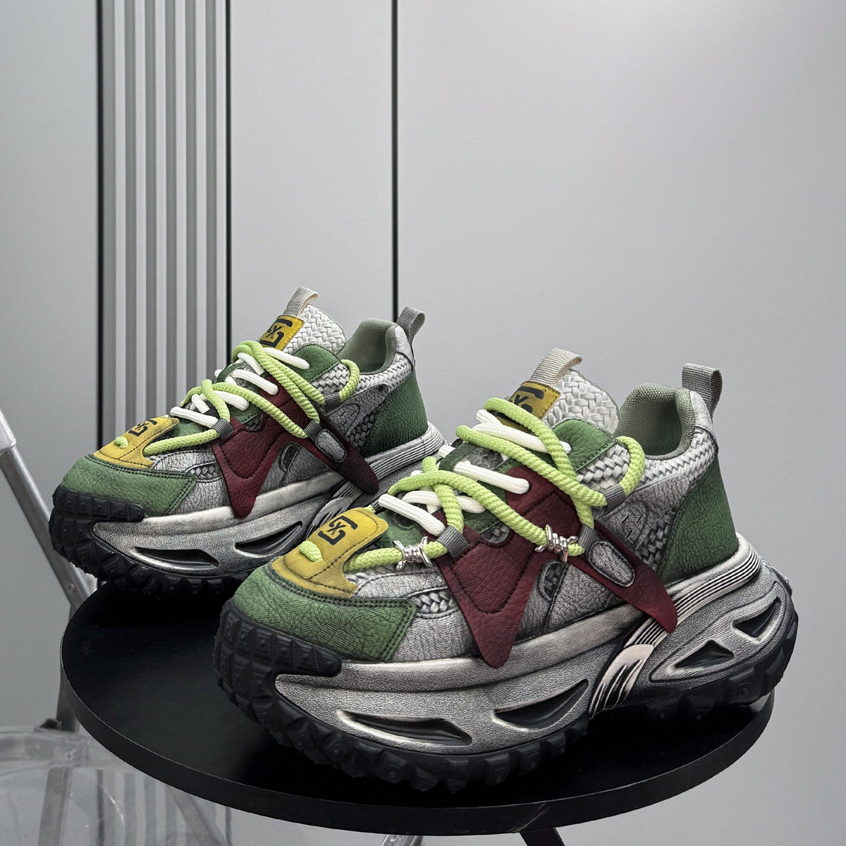 Embroidery Rope Lace Chunky Sole Sneakers
