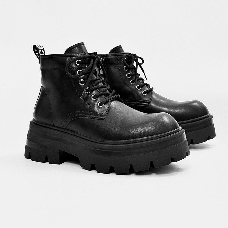 Lace Up Thick Sole Short Boots