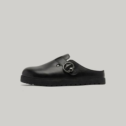 Metal Ring Strap Slip-On Mules