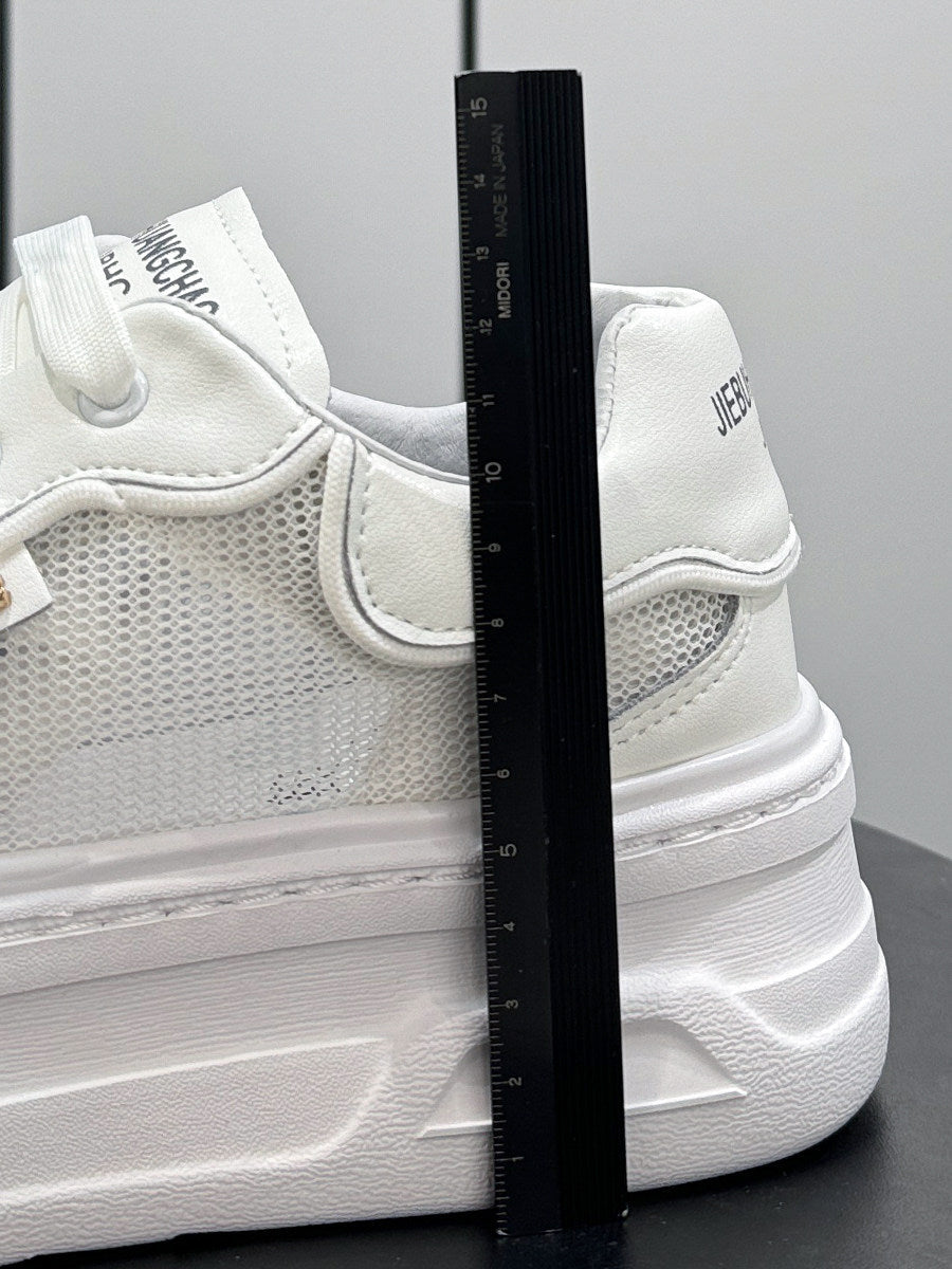 Chunky Platform Mesh Lace-Up Sneakers