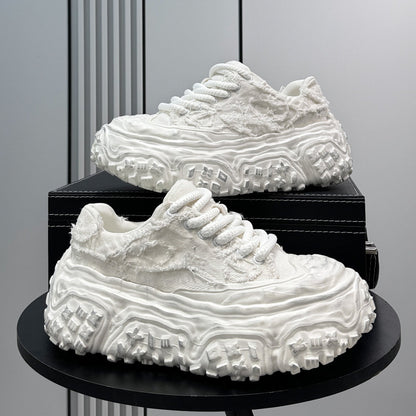 Damage Washed Platform Chunky Sole Sneakers WN24681