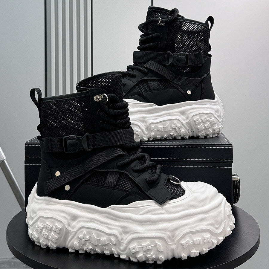 Mesh Strap Buckle Platform Sneaker Boots