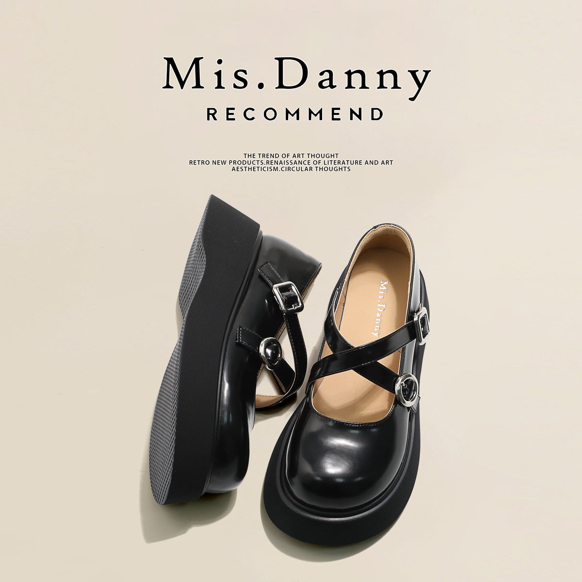 Platform Round Toe Shallow Mary Janes Leather Shoes