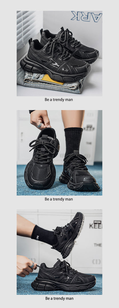 Mesh Panel Chunky Lace-Up Sneakers