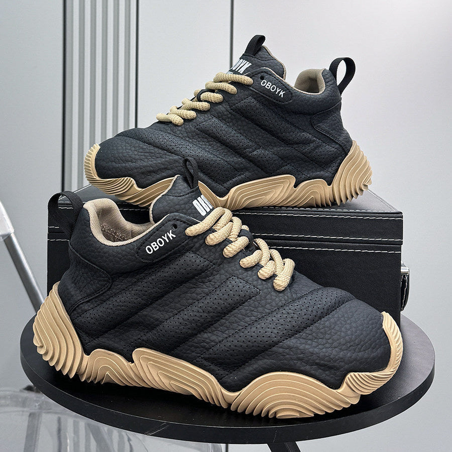 Platform Knit Chunky Lace-Up Sneakers