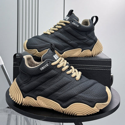 Platform Knit Chunky Lace-Up Sneakers