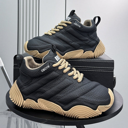 Platform Knit Chunky Lace-Up Sneakers