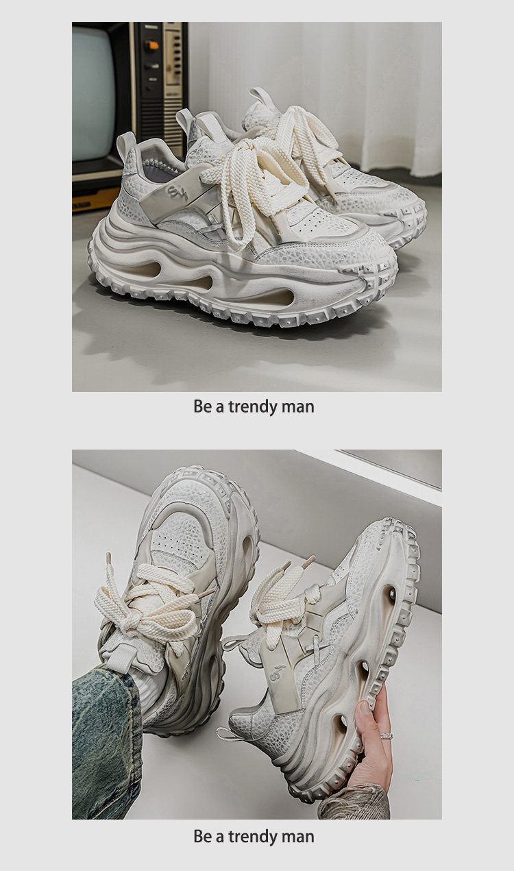 Strap Detail Chunky Sole Lace-Up Sneakers