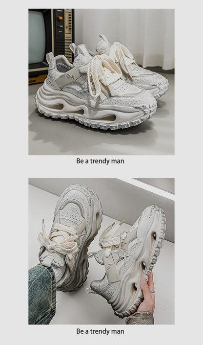 Strap Detail Chunky Sole Lace-Up Sneakers