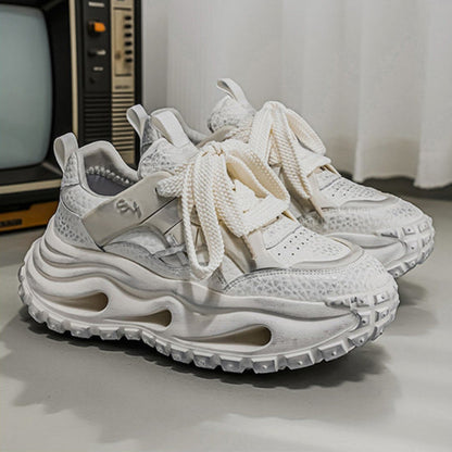 Strap Detail Chunky Sole Lace-Up Sneakers