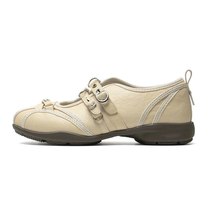 Noir Rivet Harness Flats