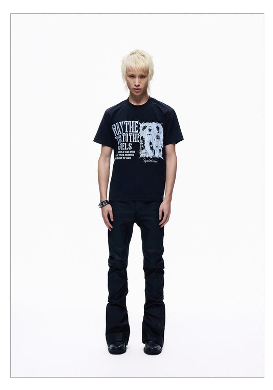Washed Crew Neck Short Sleeve Slim Fit T-shirt