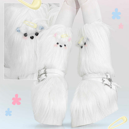 Y2K Fake Fur Platform Boots
