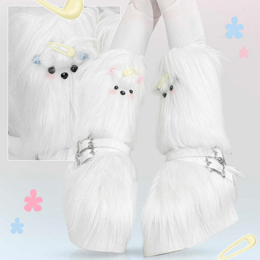 Y2K Fake Fur Platform Boots