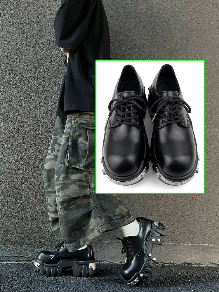 Thick Sole PU Leather Derby Shoes