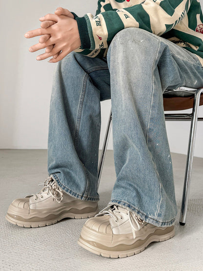 Chunky Shell Toe Platform Lace-Up Sneakers