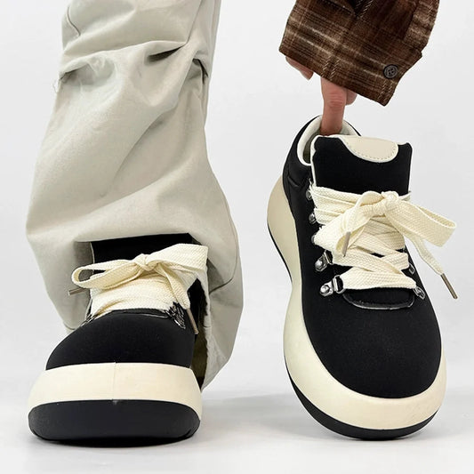Chunky Sole Puffy Design Suede Sneakers