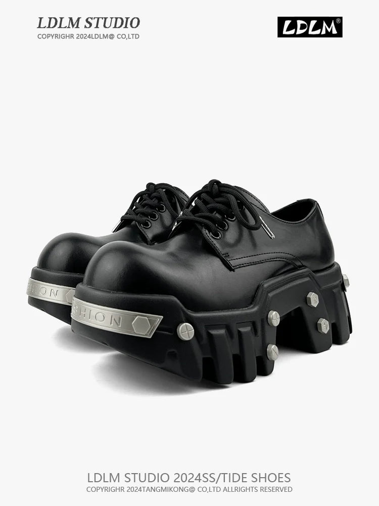 Thick Sole PU Leather Derby Shoes