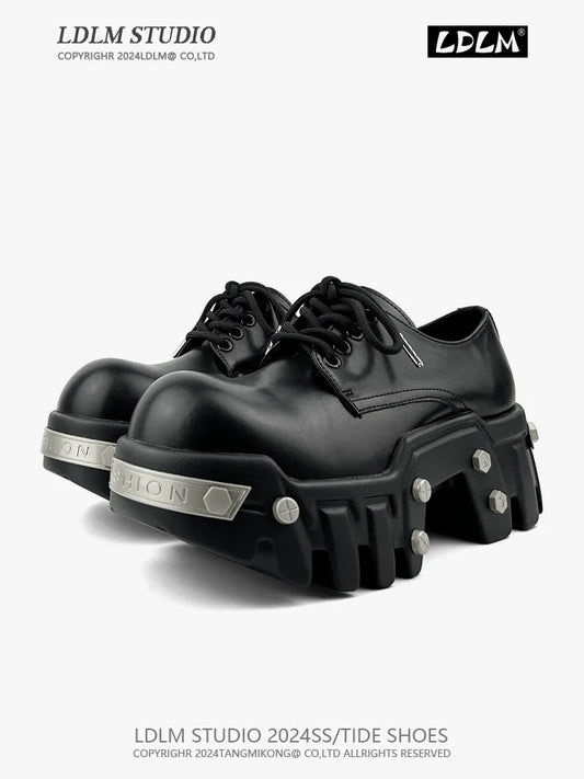 Thick Sole PU Leather Derby Shoes