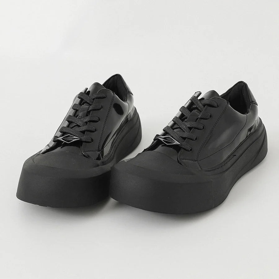Thick Sole Lace-Up PU Leather Shoes