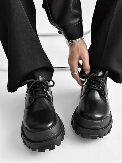 Lace Up Thick Sole Plain Shoes