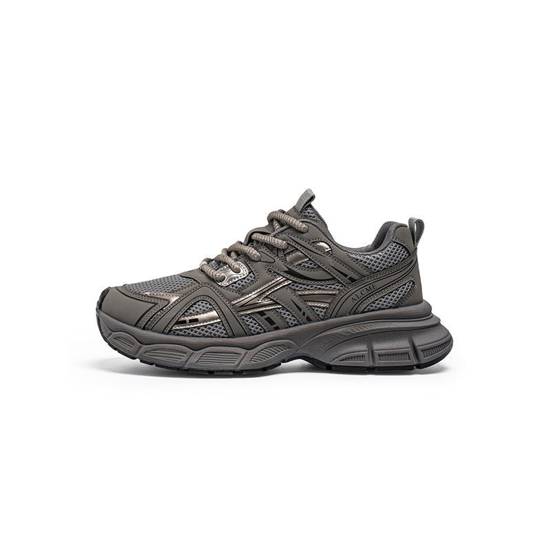 Mesh Panel Chunky Lace-Up Sneakers