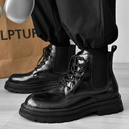 Glossy Chunky Lace-Up Boots