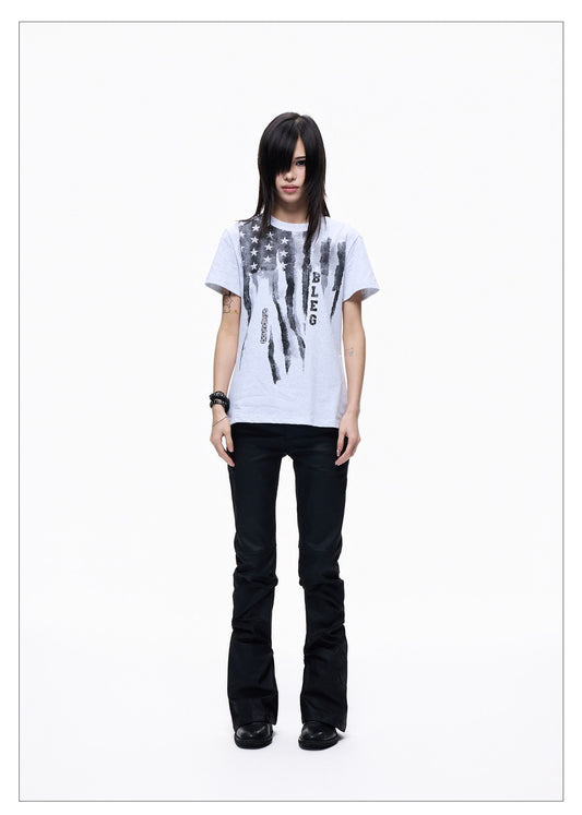 Washed Short-sleeve Slim-fit Cotton T-shirt