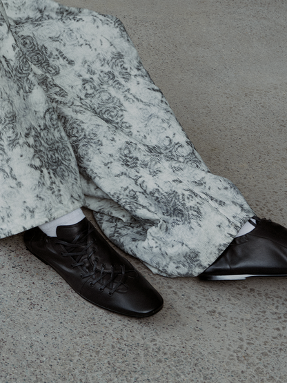 Black Minimalist Lace-Up Ballet Sneakers