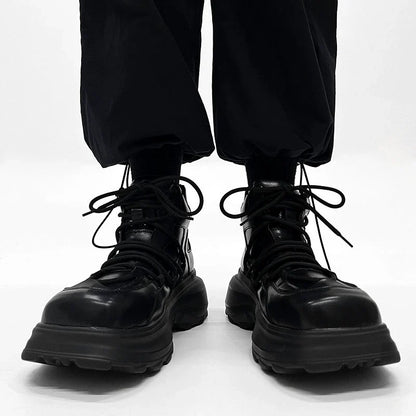 High-Top Chunky Sole Leather Shoes
