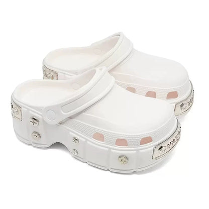 Metal Studded Chunky Sole Clog Sandals