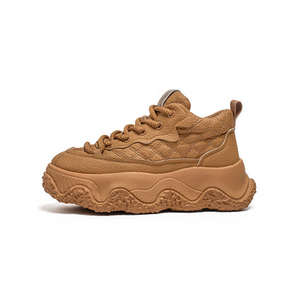 Embossed Platform Lace-Up Sneakers