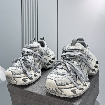 Damage Panel Chunky Sole Sneakers WN24592