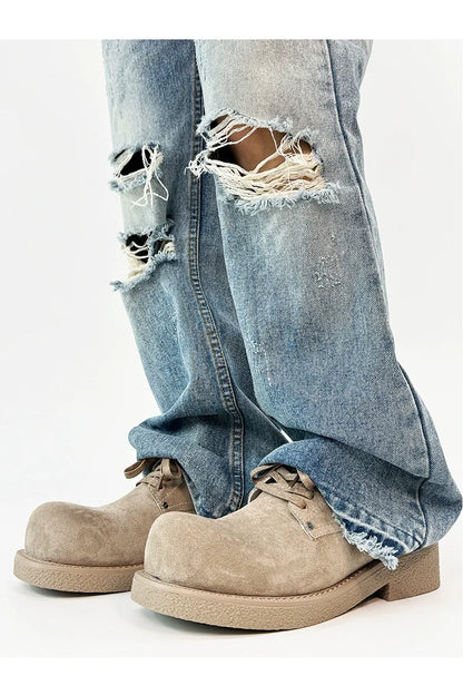 Chunky Suede Platform Derby Shoes