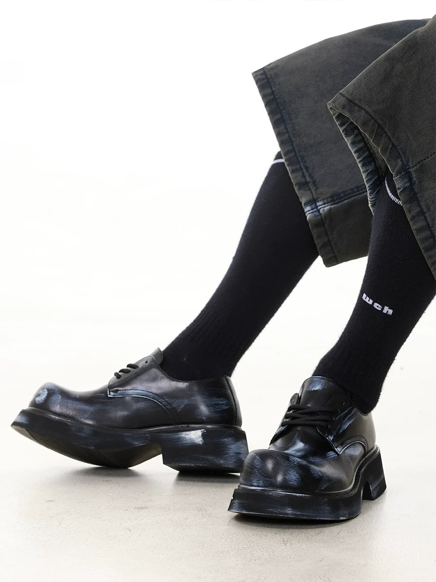 Chunky Sole Leather Derby Shoes
