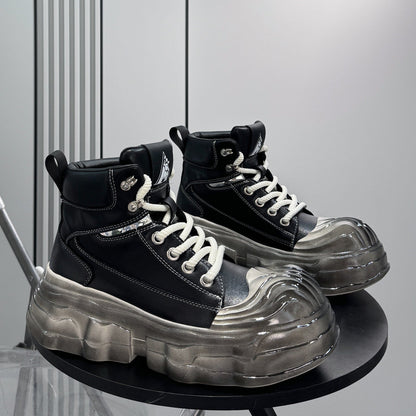 Metal Toe Lace Up Platform Short Boots