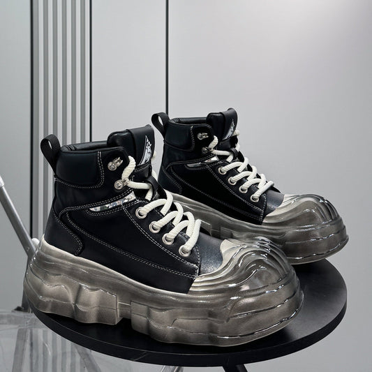 Metal Toe Lace Up Platform Short Boots