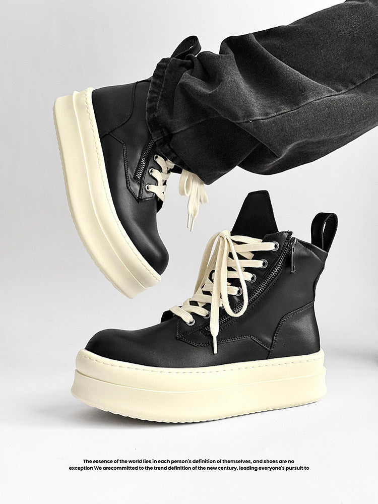 Lace Up Side Zipper Thick Sole Short Boots