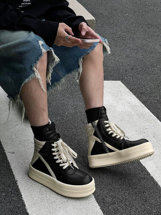 Color Block Side Zipper Thick Sole Short Boots