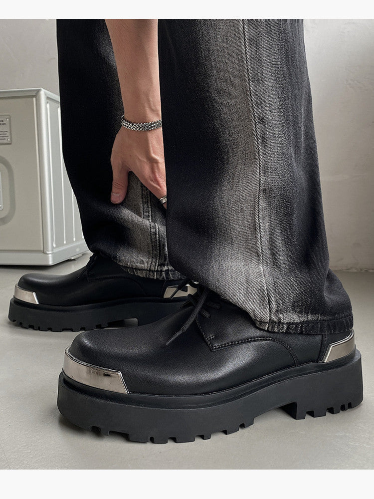 Chunky Platform Metal Toe Lace-Up Shoes