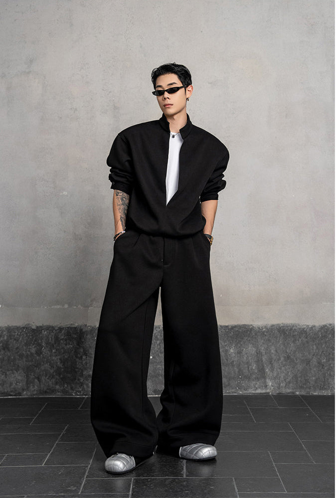 Stand-up collar sweatshirt set