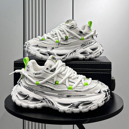 Paint Splash Mesh Chunky Sole Sneakers