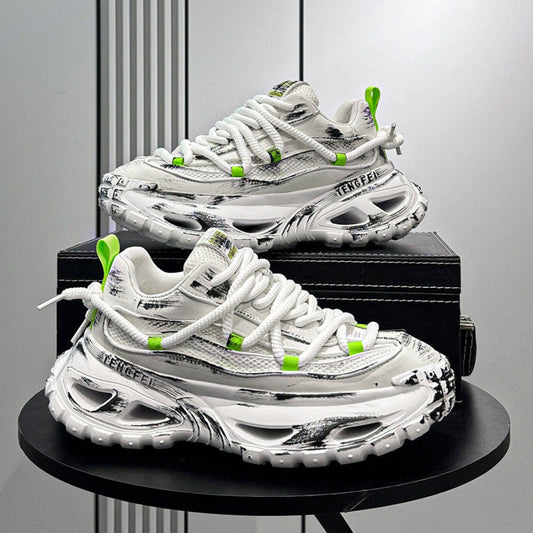 Paint Splash Mesh Chunky Sole Sneakers