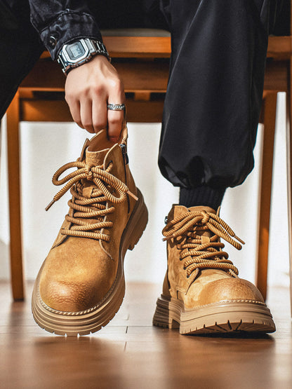 Chunky Lug Sole Platform Lace-Up Boots