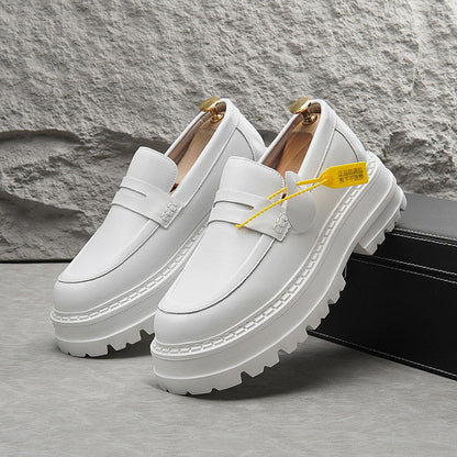 Leather Platform Height Increase Loafers